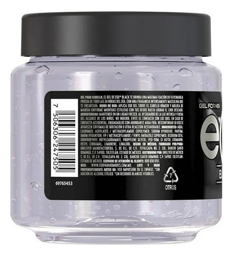 5 Pza Gel Para Cabello Ego For Men Black 220 Ml
