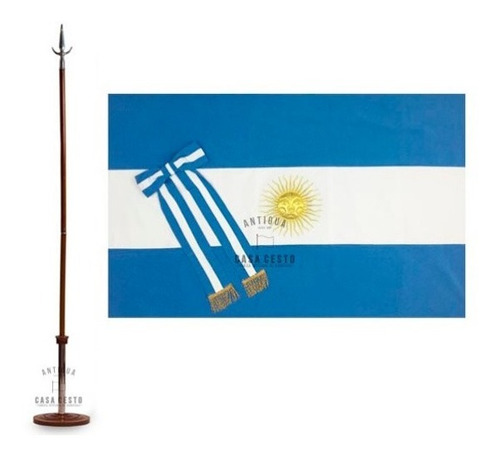* Bandera Argentina Ceremonia * Premium * Con Asta Y Base *