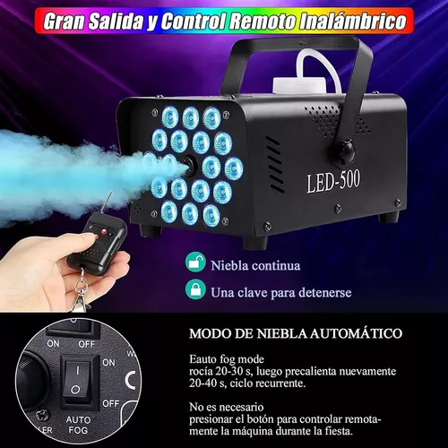 Maquina De Niebla Humo Profesional Luces LED Con Control Remoto