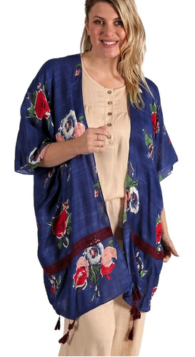 Chaleco Kimono Largo Grande Mujer Estampado Spiga31 K6815
