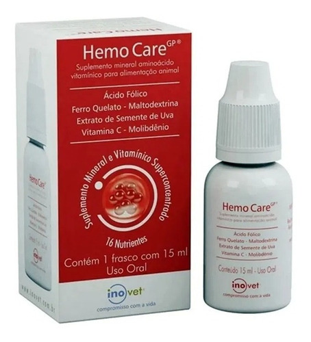 Hemo Care Gp Suplemento P/ Anemia Animal 100ml- Inovet