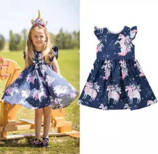 Vestido Diseño Unicornio Para Niñas Importado