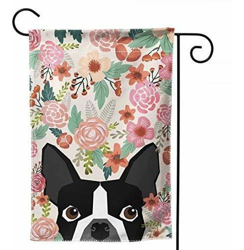 Boston Terrier Garden Flag Small - Flower Dog House Flag Bie