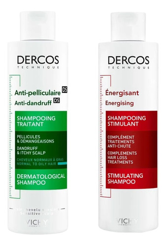 Combo Dercos Shampoo Anticaida Cabello Graso + Energizante