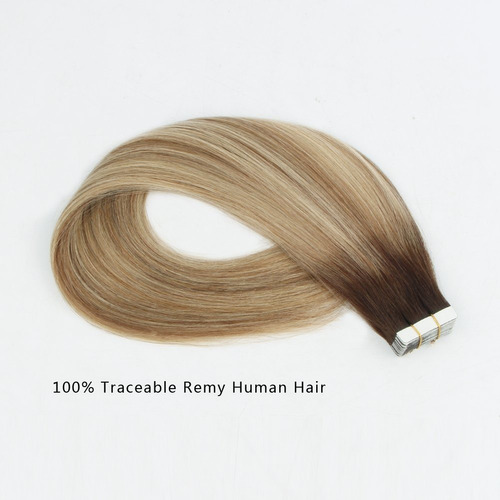 Extensiones Cabello Real 18in 50gr Marrón Ash Con Raíz Oscur