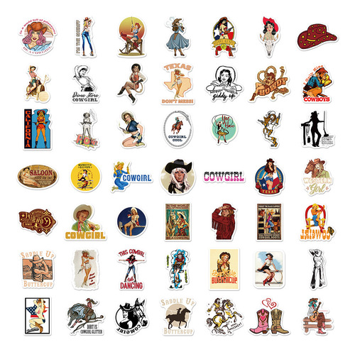 Pegatinas Vintage De Vaquero Para Chica Occidental Calcoman