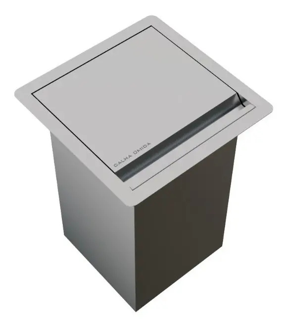 Lixeira Quadrada 5 Litros Com Tampa  Inox