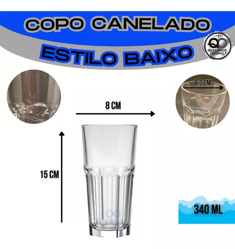 Jogo 6 Copos Rozana Vidro Transparente Para Suco Agua 340ml