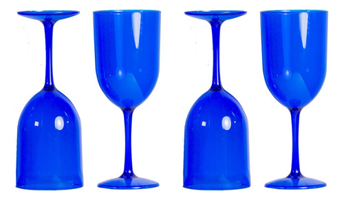 Copas Cocktail Acrilico 473 Ml - Pack 4 - Azul Traslucido