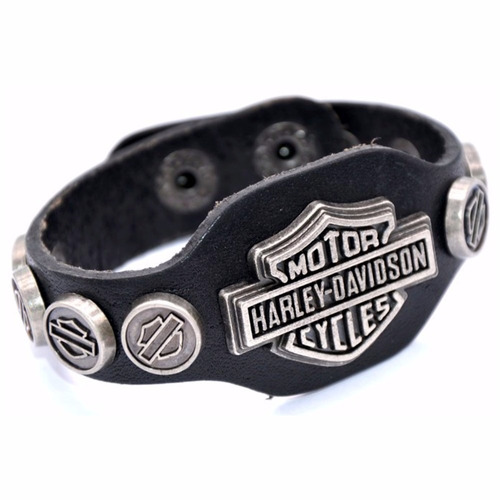 Pulseira Masculina Couro Harley Davidson - Varios Modelos