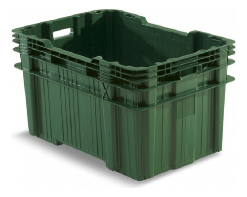 Caixa Plástica 90 Litros Fechada Verde Kit Com 3 Peças