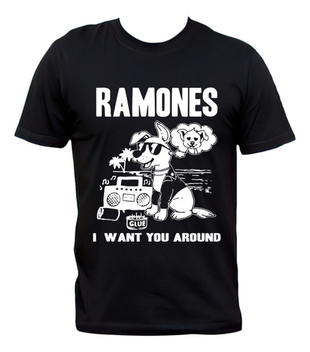 Remera Ramones I Want You Around Perrito Playa