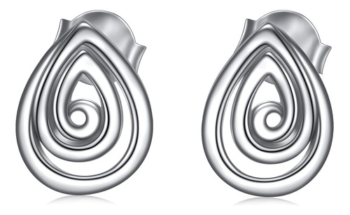 Pendientes En Espiral De Plata De Ley Con Forma De Lágrima, 