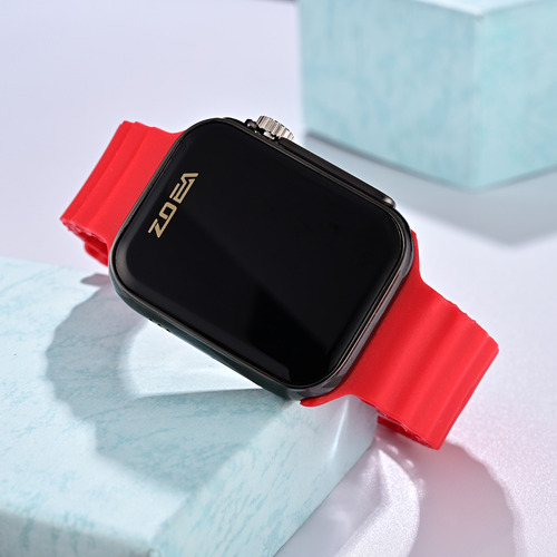 Reloj Zoea Ez8008-h Negro Metal Silicona Resistente Al Agua Correa Rojo