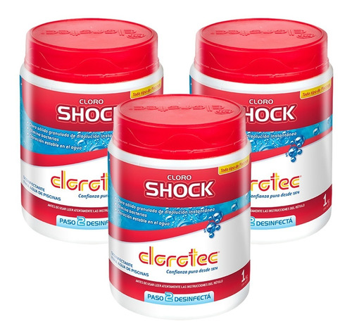 Combo 3 Clorotec Shock X 1kg Para Piscinas Pintadas