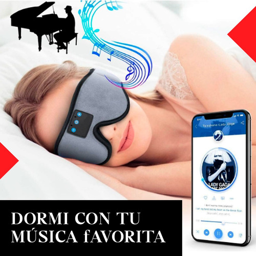Antifaz Auriculares Para Dormir Mascara Meditación Bluetooth Gris Liso
