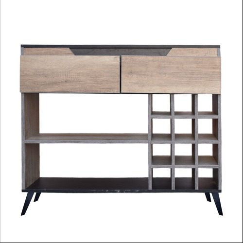 Mueble Credenza Bufetera Hogare Recibidor Porto Fino Sala Color Rustik Wood/negro