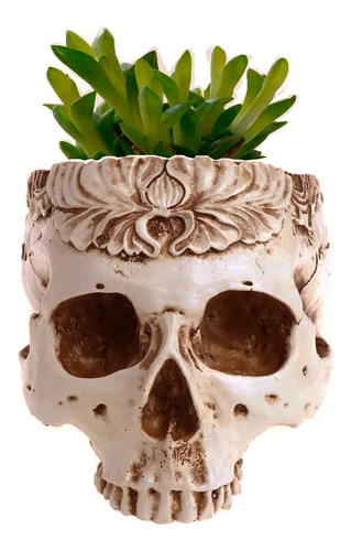 Yundxi Artificial Resin Human Skull Design Flower Pot Plante