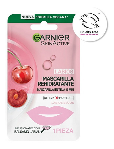 Mascarilla En Tela Para Labios Hidratante Garnier Cereza 5g