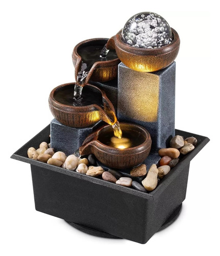 Fuente De Mesa, Cascada, 4 Niveles, Con Luz