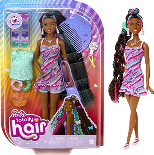 Muñeca Barbie Totally Hair Con Temática De Mariposas De 85 P