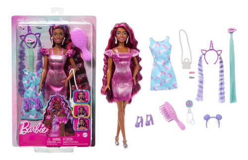 Barbie Totally Muñeca Cabello Arcoíris Extra Largo Ondulado