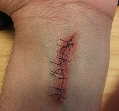 Imagen 2 de 7 de Maquillaje - Halloween Costume Zombie Scars Tattoos 2 Pack L
