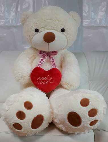 Imagem 4 de 10 de Ursinho Urso 120 Cm De Pelúcia Romantico Love Ted + Coração