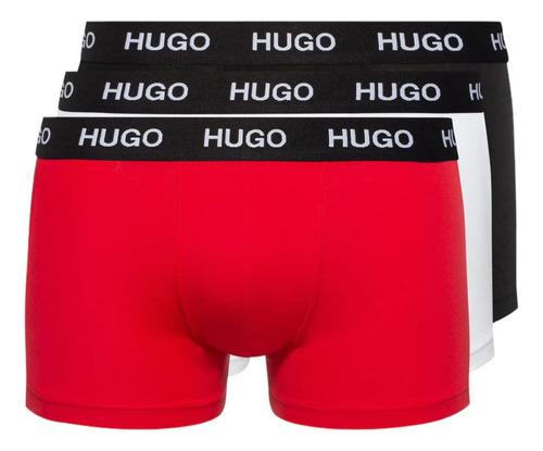 Boxer Hugo 3 Pack Cotton Stretch Wht/blck/red - Originales