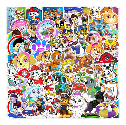 Paw Patrol Caricatura Perro 50 Calcomanias Stickers Vs Agua