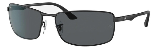 Anteojos de sol polarizados Ray-Ban RB3498 Standard con marco de metal color polished black, lente grey degradada, varilla polished black de metal