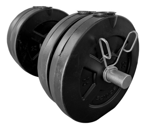 Mancuerna Maciza + 10 Kg 4x2.5kg Discos Pvc + Topes Sonnos