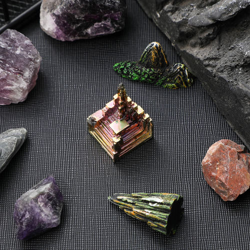 Cristal De Bismuto Natural, Metal Colorido, Cristal Mineral