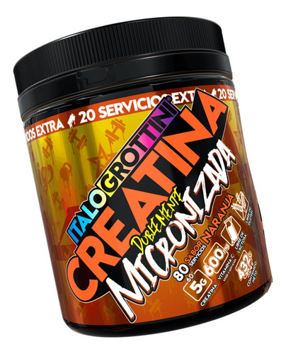 Suplemento en polvo Italo Grottini Creatine Doblemente Micronizada monohidrato de creatina doblemente micronizada sabor naranja en pote de 432g
