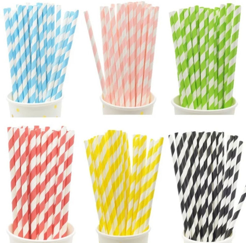 500 Popotes De Papel Biodegradables Fiesta