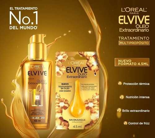 Imagen 6 de 7 de Oleo Extraordinario Elvive Loreal Paris Tratamiento 100ml