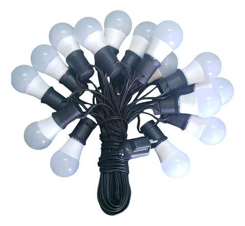 Guirnaldas De Luces Para Exteriores Con Focos Led 15 Metros Blanco Luz Fria