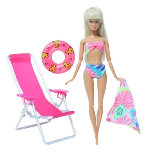 Set Barbie Playa ( Silla+ Traje Baño+ Flotador) Accesorios