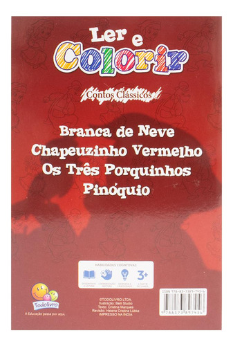 Ler E Colorir Contos Classicos: Chapeuzinho Vermelho, De Marques, Cristina. Editora Todolivro Em Português