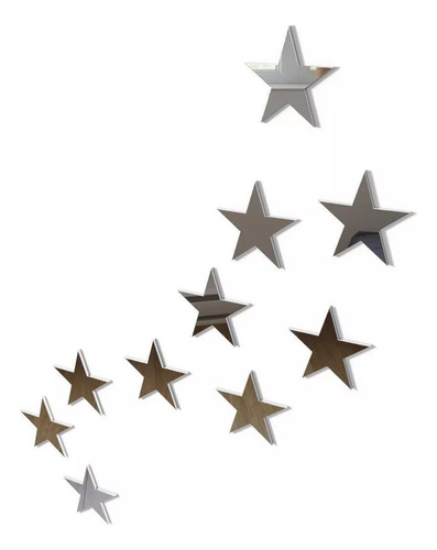 20 Estrelas Espelho Decorativo Quarto Sala Bebê Acrílico