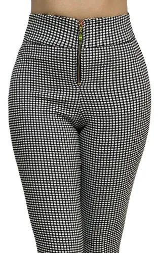 Pantalon cuadros tiro alto hotsell
