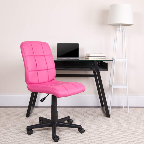 Flash Furniture - Silla Giratoria De Respaldo Medio De Vini. Color Rosado