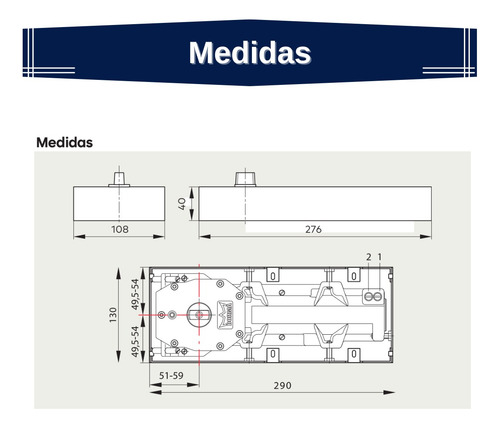 Bisagra Hidraulica Dorma Bts65 120kg Entrada Rectangular