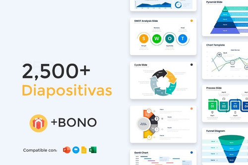 Pack +2500 Diapositivas Premium Para Powerpoint + Bono