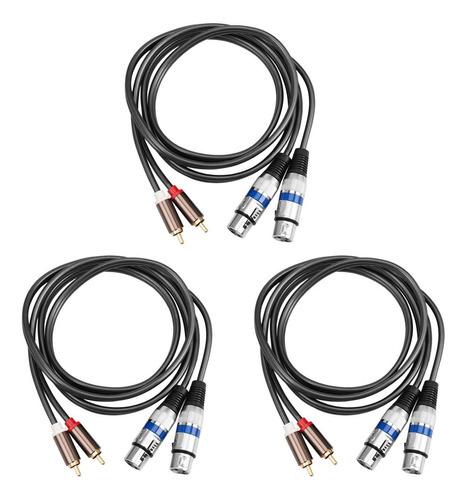 3 Cables De Audio Hifi De 2 Rca Macho A Xlr Hembra De 3 Pine