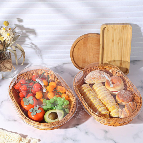 Nueva Cesta Redonda De Mimbre Para Pan Con Fruta Y Tapa.