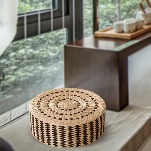 Cojín De Asiento Redondo, Almohada De Suelo Negro 45cm