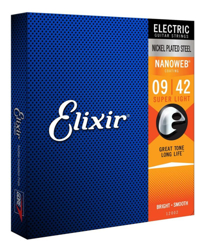 2 Pctes Cordas 009-042 Super Light Nanoweb Guitarra Elixir