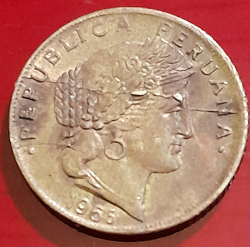 5 Centavos Perú 1965 República Peruana Falla Acuñacion 