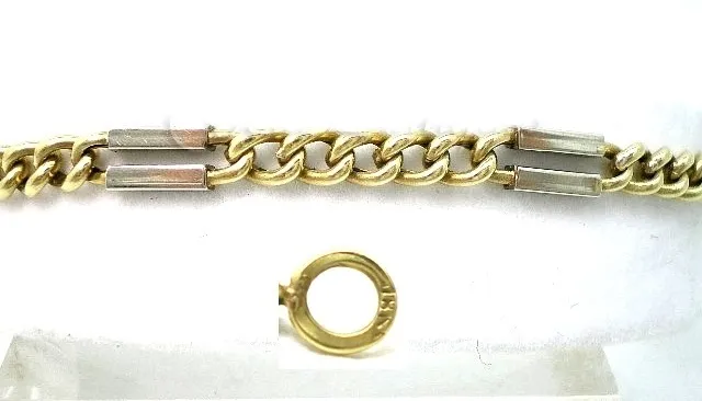 Pulsera De Oro 18 Kt Bicolor Unisex Goldantiques